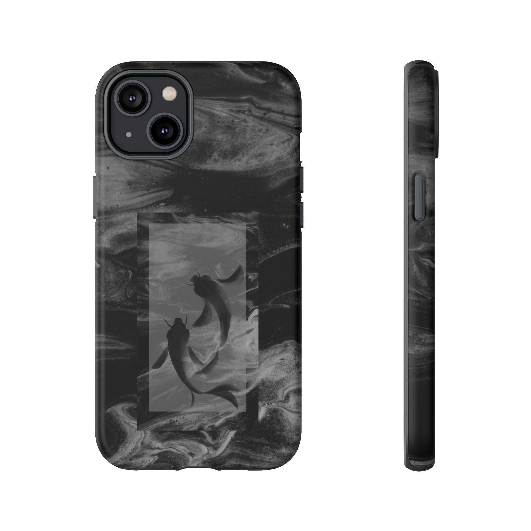 Koi Yin-Yang Marble Phone Case – Black Smoky Art Protection