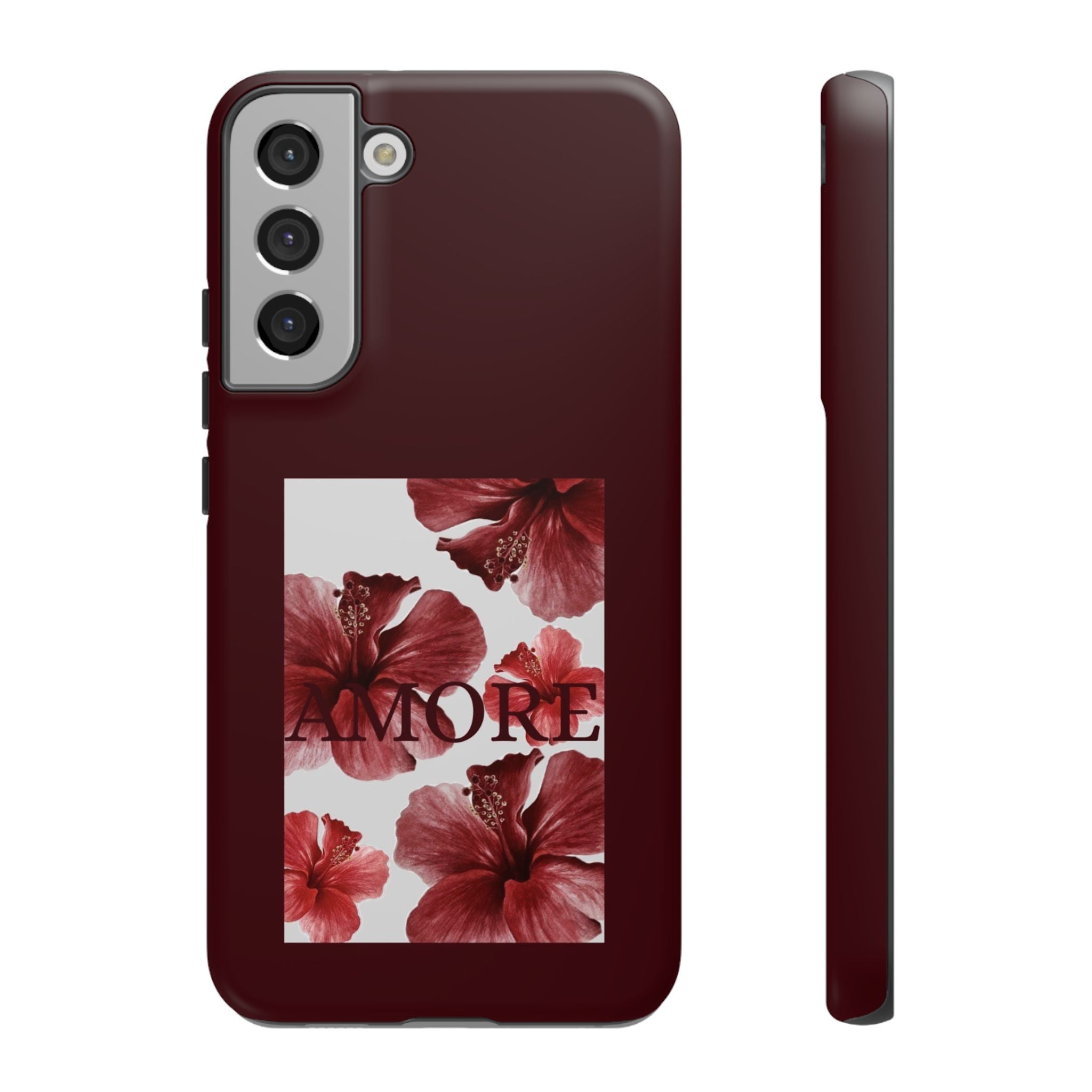 Amore Floral Phone Case — Burgundy Tough Protective Cover