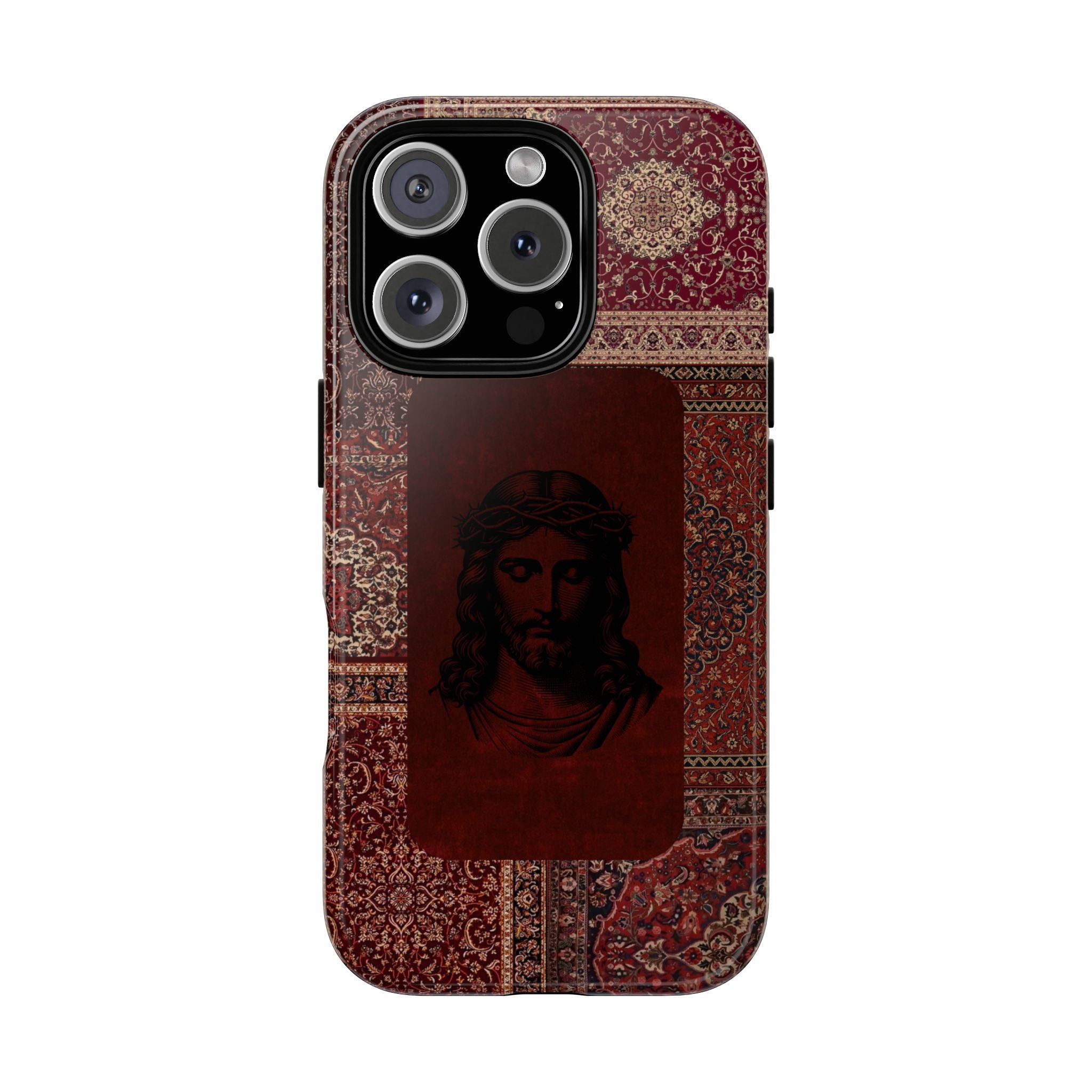 Religious Vintage Rug Phone Case — Jesus Portrait Tough Case