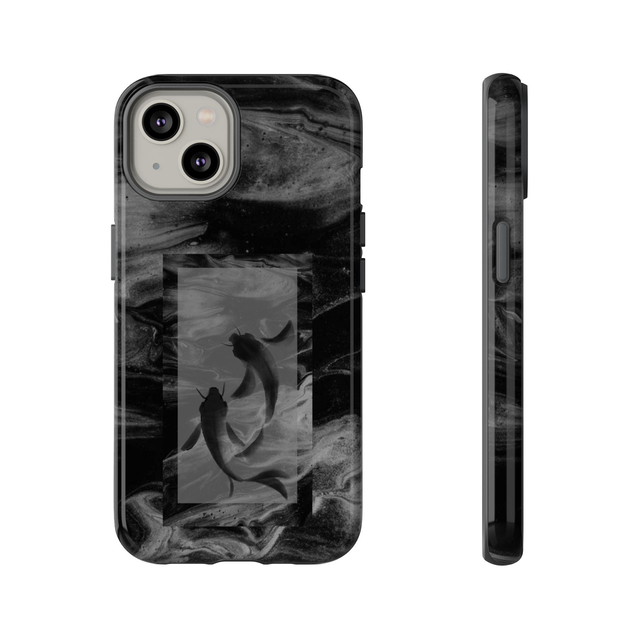 Koi Yin-Yang Marble Phone Case – Black Smoky Art Protection