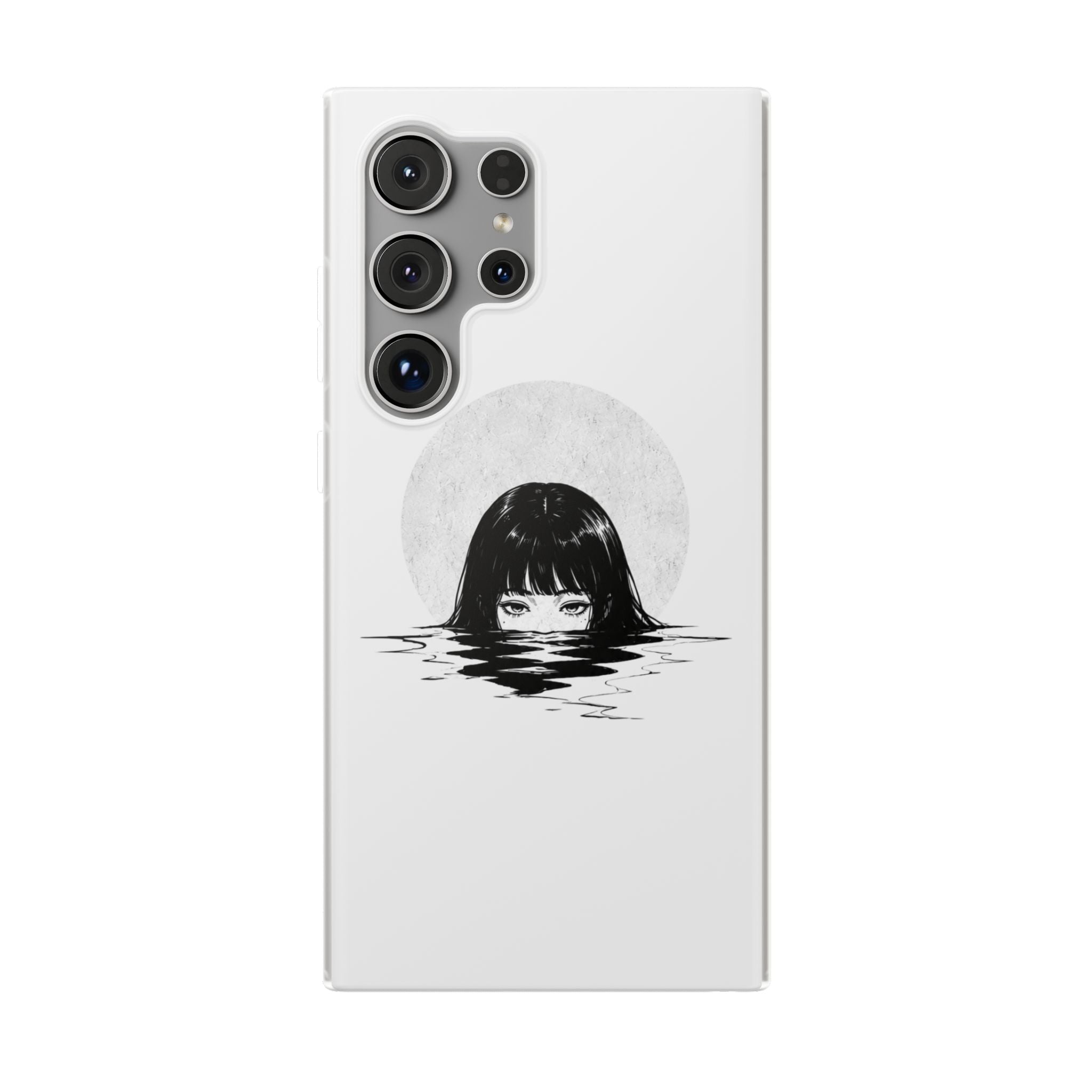 Minimalist Creepy Girl Moon Design
