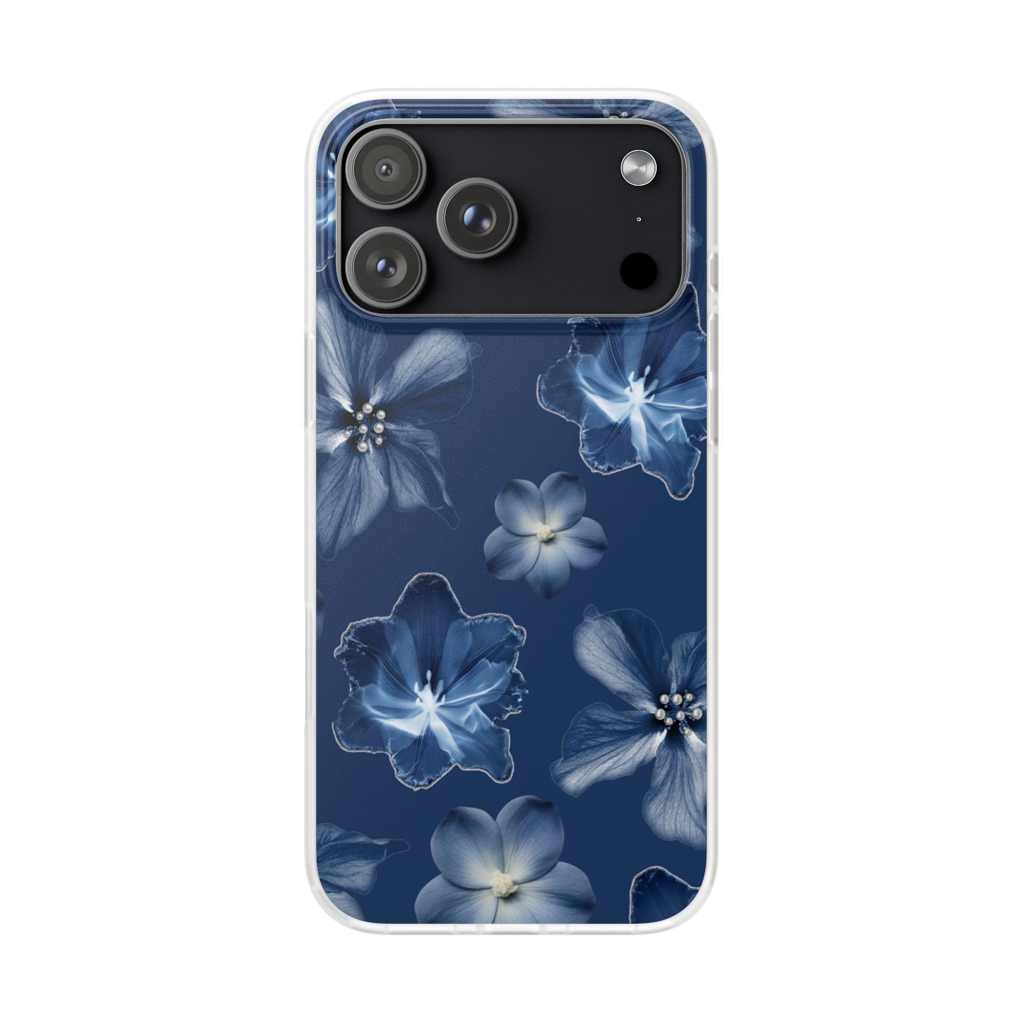 Floral Blue Phone Case — Navy Watercolor Blossom Flexi Case