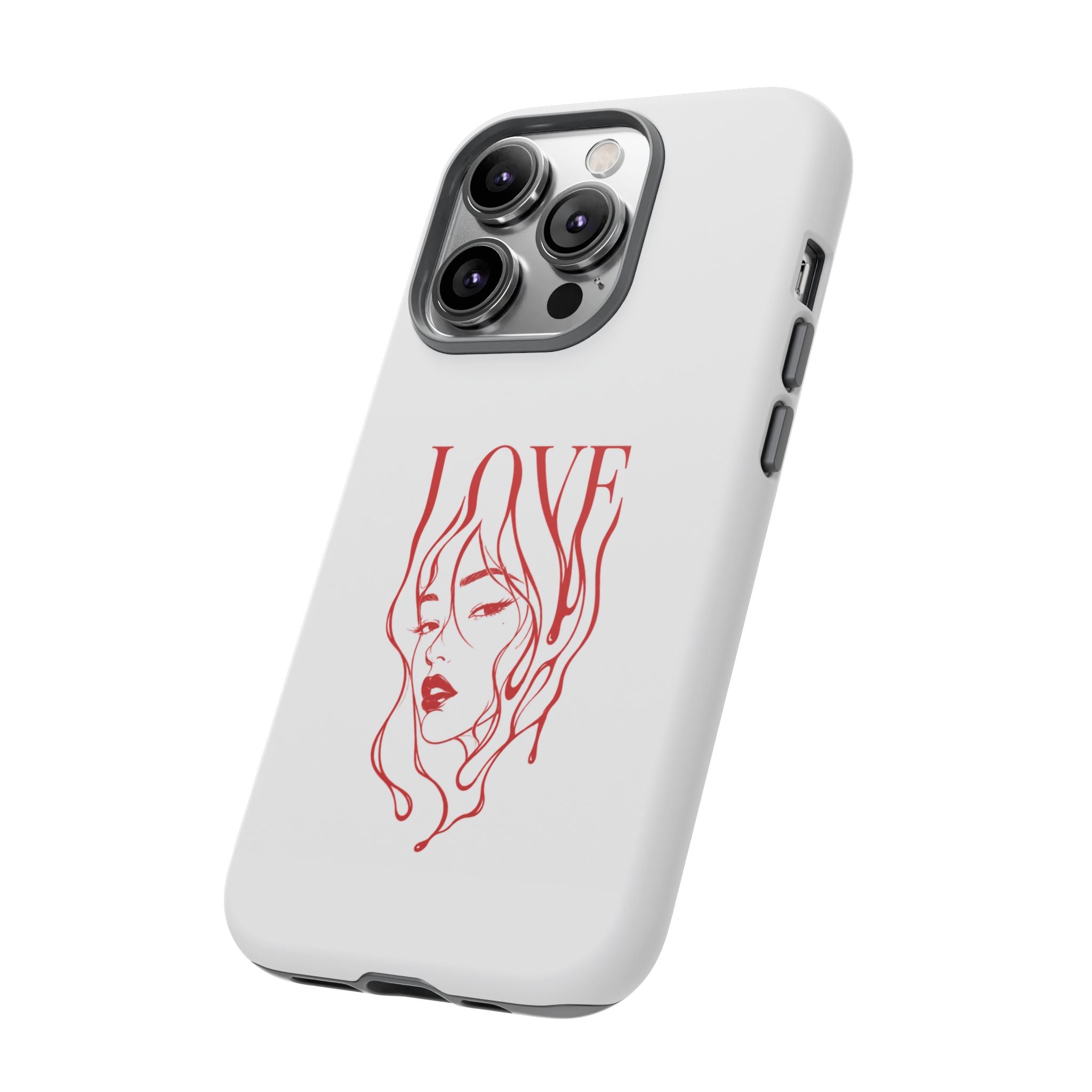 Red Line Art 'Love' Face Design - Tough Case