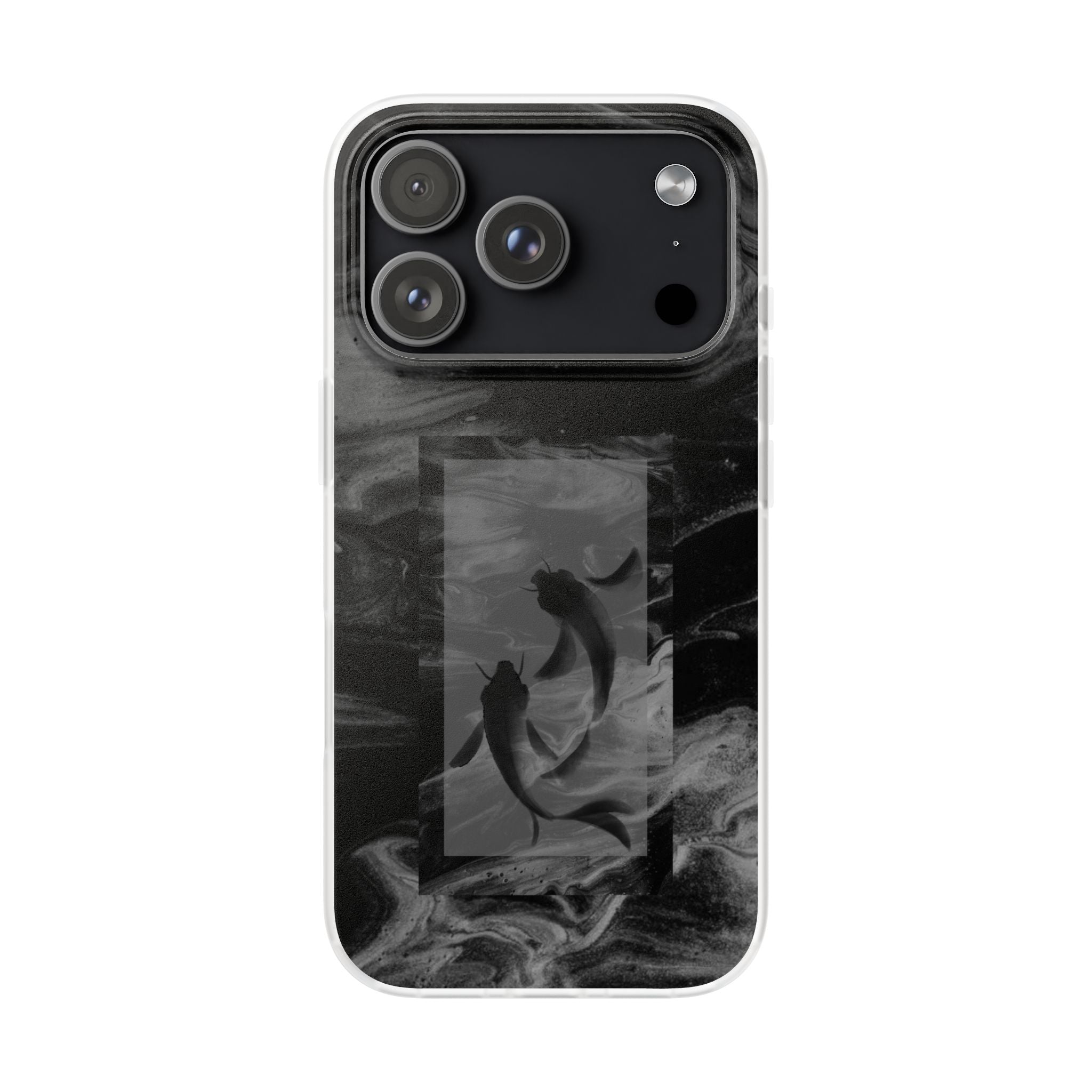 Black Koi Phone Case — Minimalist Monochrome Fish Design
