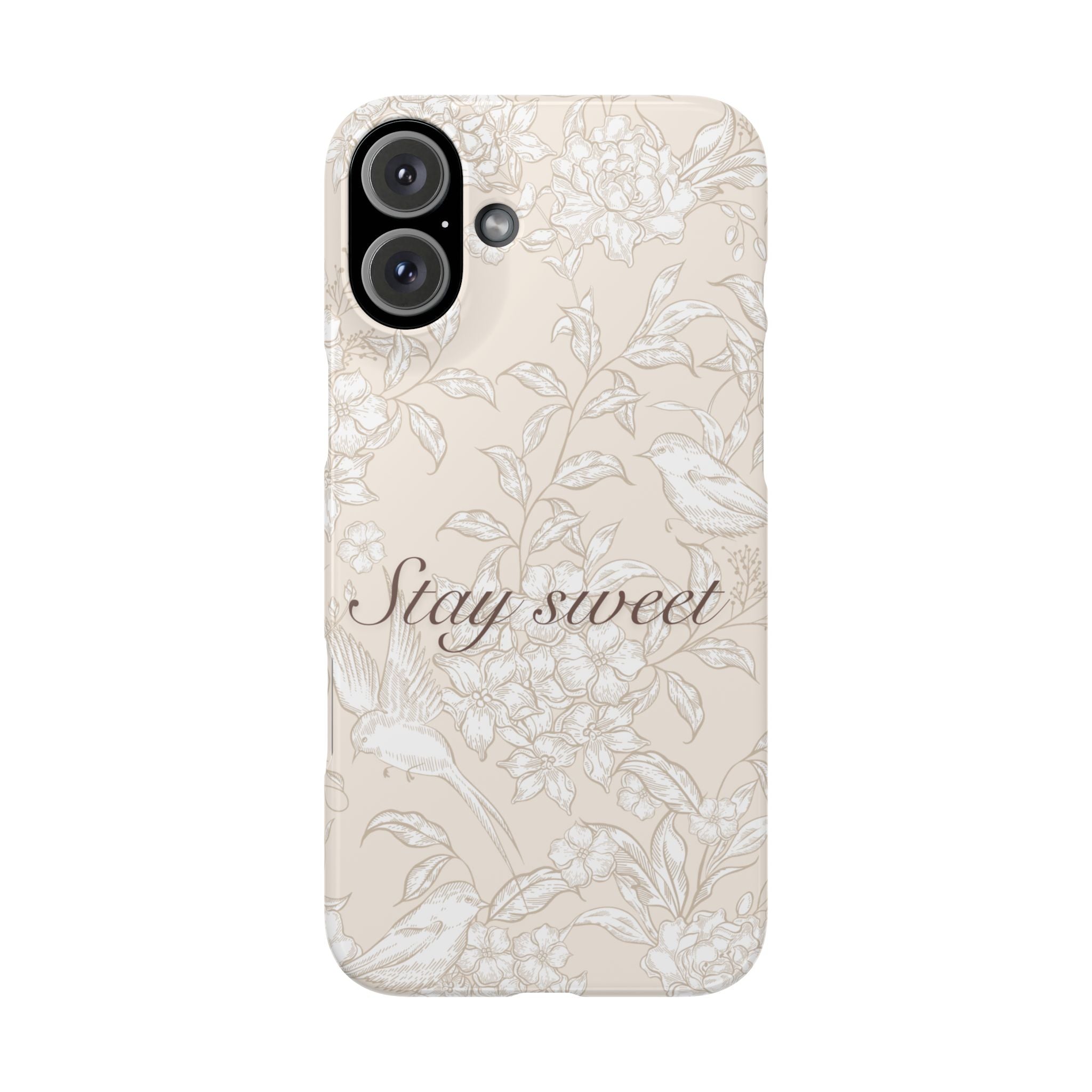 Stay Sweet Floral Slim Phone Case — Beige Bird & Blossom Protective Cover