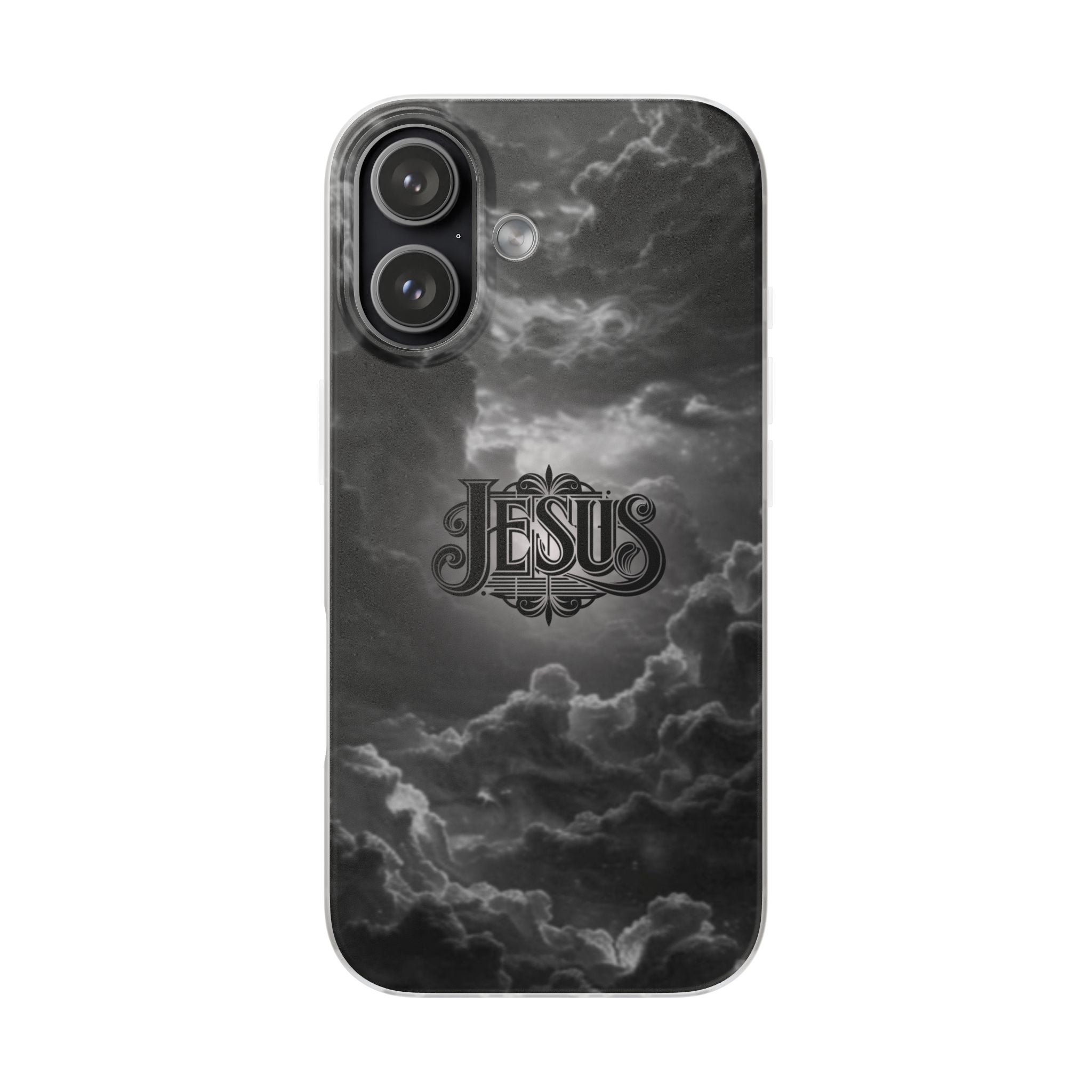 Jesus Cloud Phone Case — Faith-Inspired Flexi Case with 'Jesus' Script