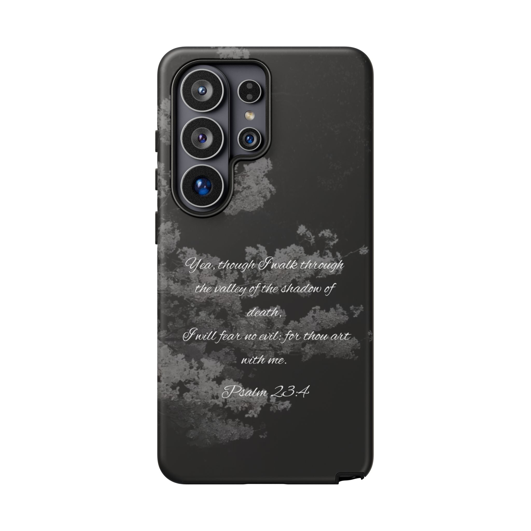 Bible Verse Phone Case — Psalm 23:4 Comfort Black Protective Cover