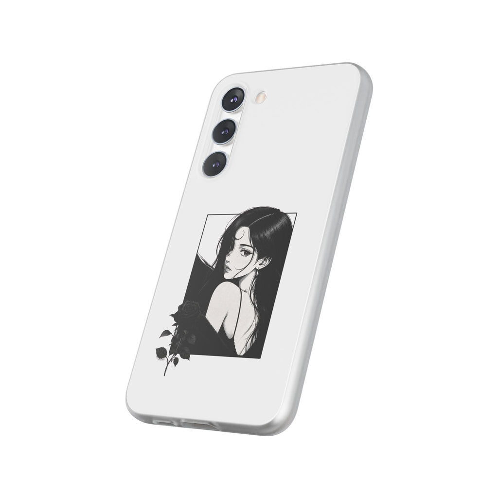 Anime Girl Noir Black Rose Illustration Flexi Case