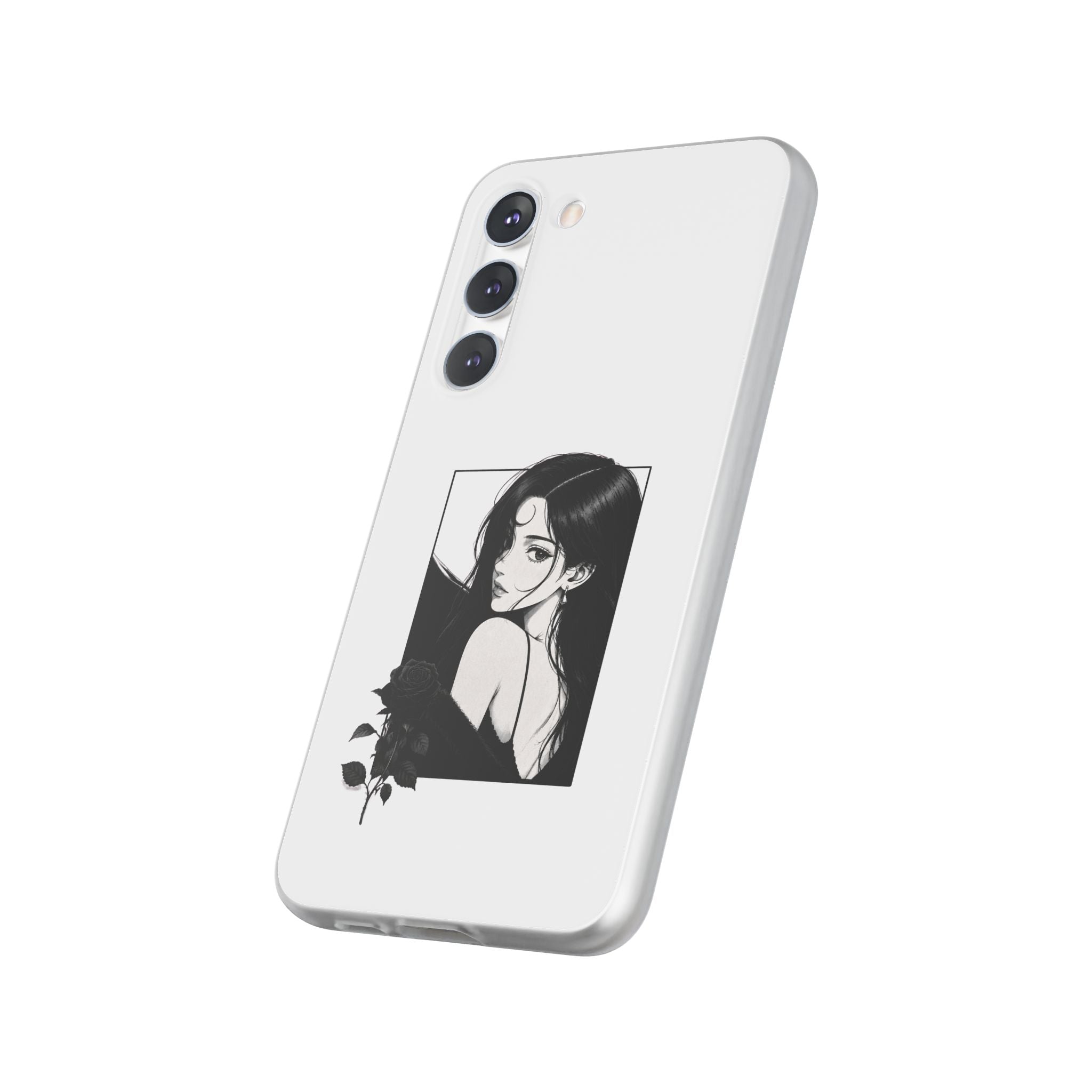 Anime Girl Noir Black Rose Illustration Flexi Case