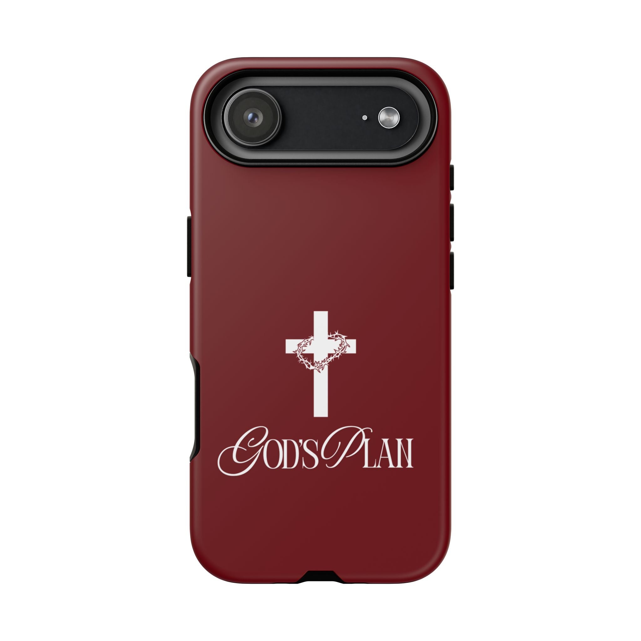 God's Plan — Christian Tough Phone Case | Cross Faith Burgundy Cover
