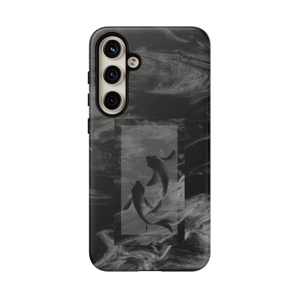 Koi Yin-Yang Marble Phone Case – Black Smoky Art Protection
