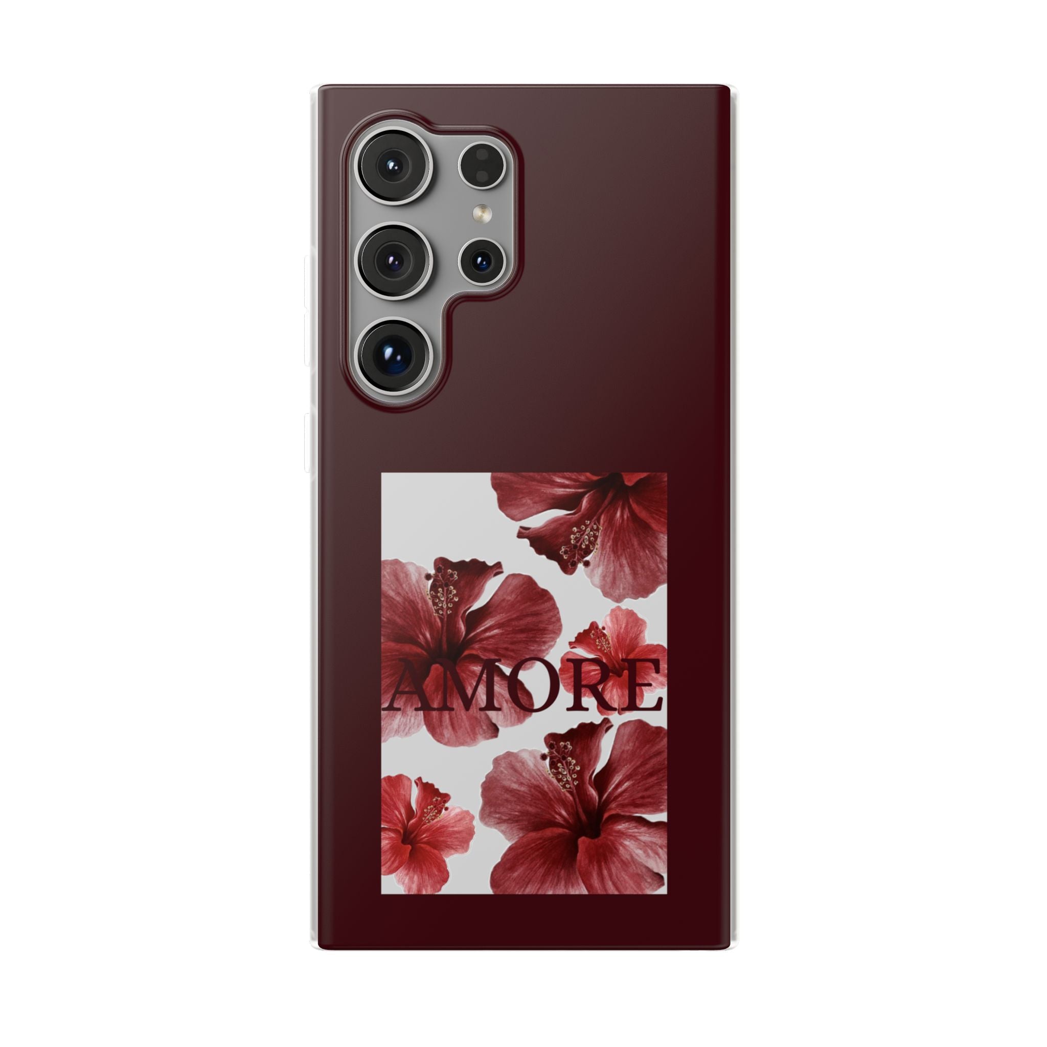 Floral Amore Phone Case — Burgundy Hibiscus Flexible Protection