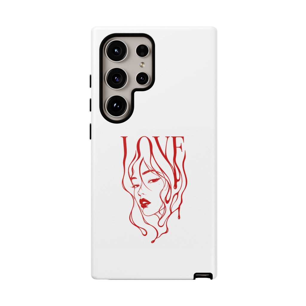 Red Line Art 'Love' Face Design - Tough Case