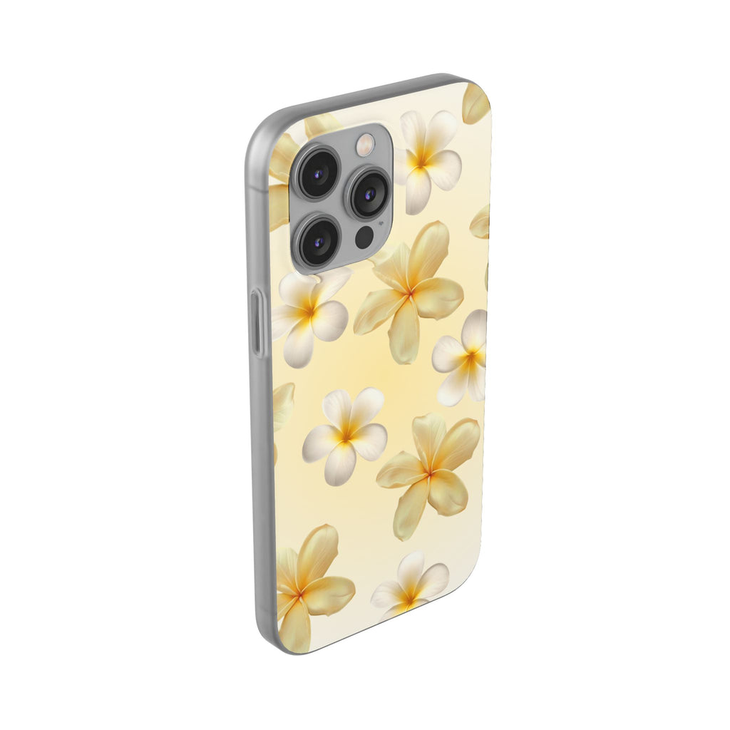 Plumeria Floral Flexi Phone Case — Tropical Yellow Flower Protective Cover