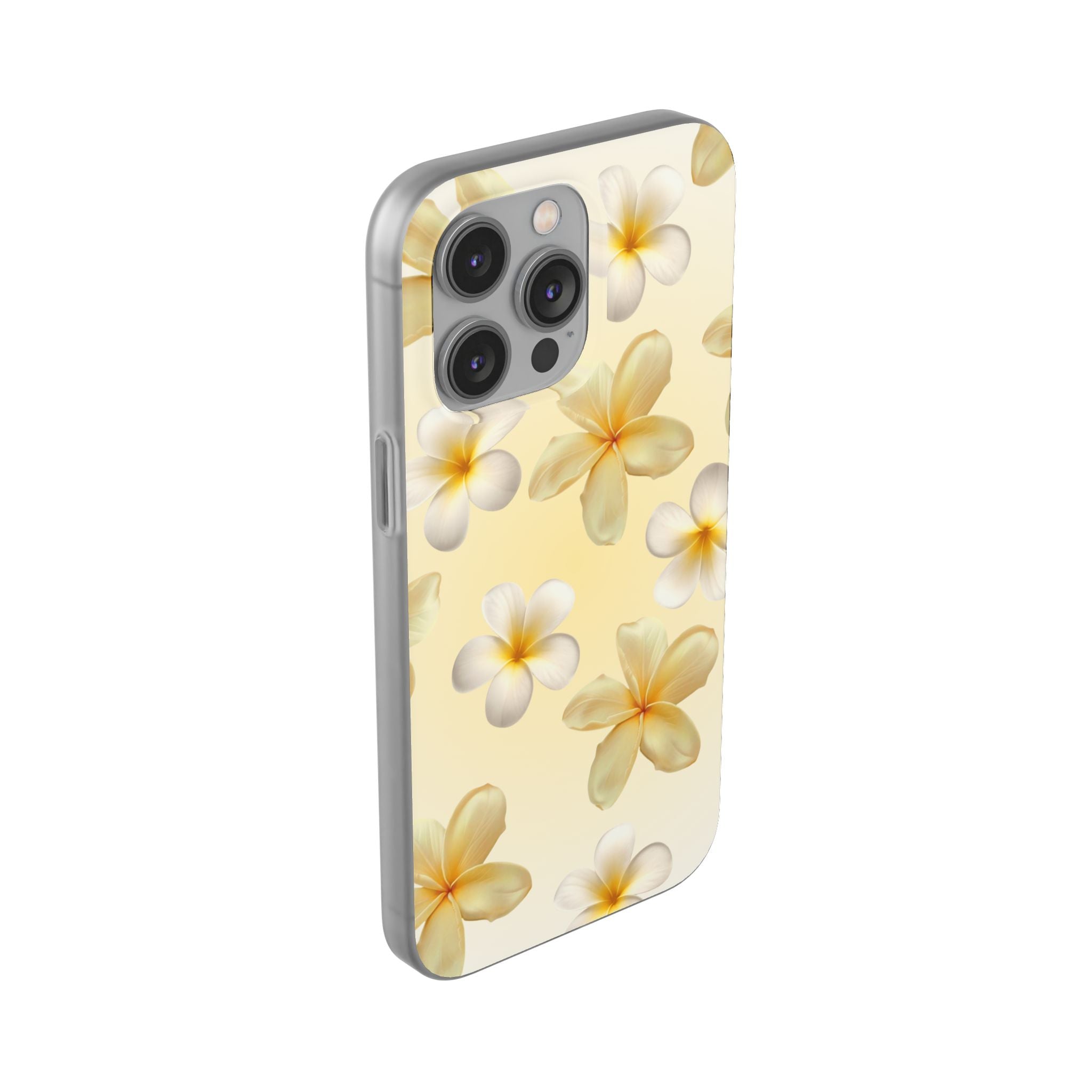 Plumeria Floral Flexi Phone Case — Tropical Yellow Flower Protective Cover