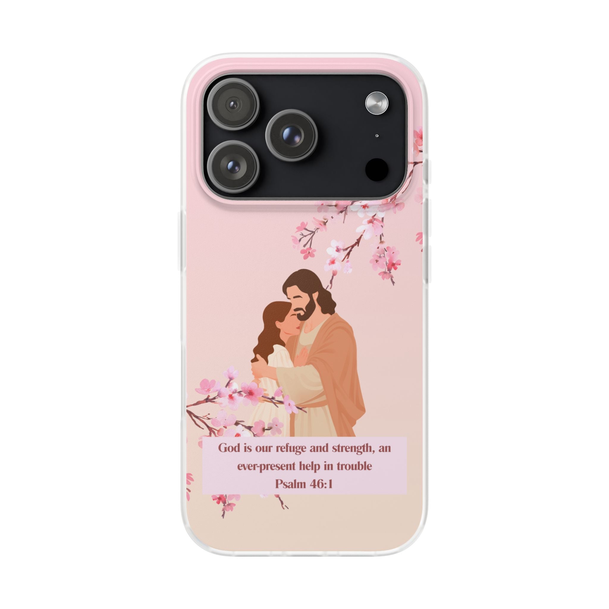 God Is Our Refuge – Psalm 46:1 Cherry Blossom Christian Flexi Phone Case