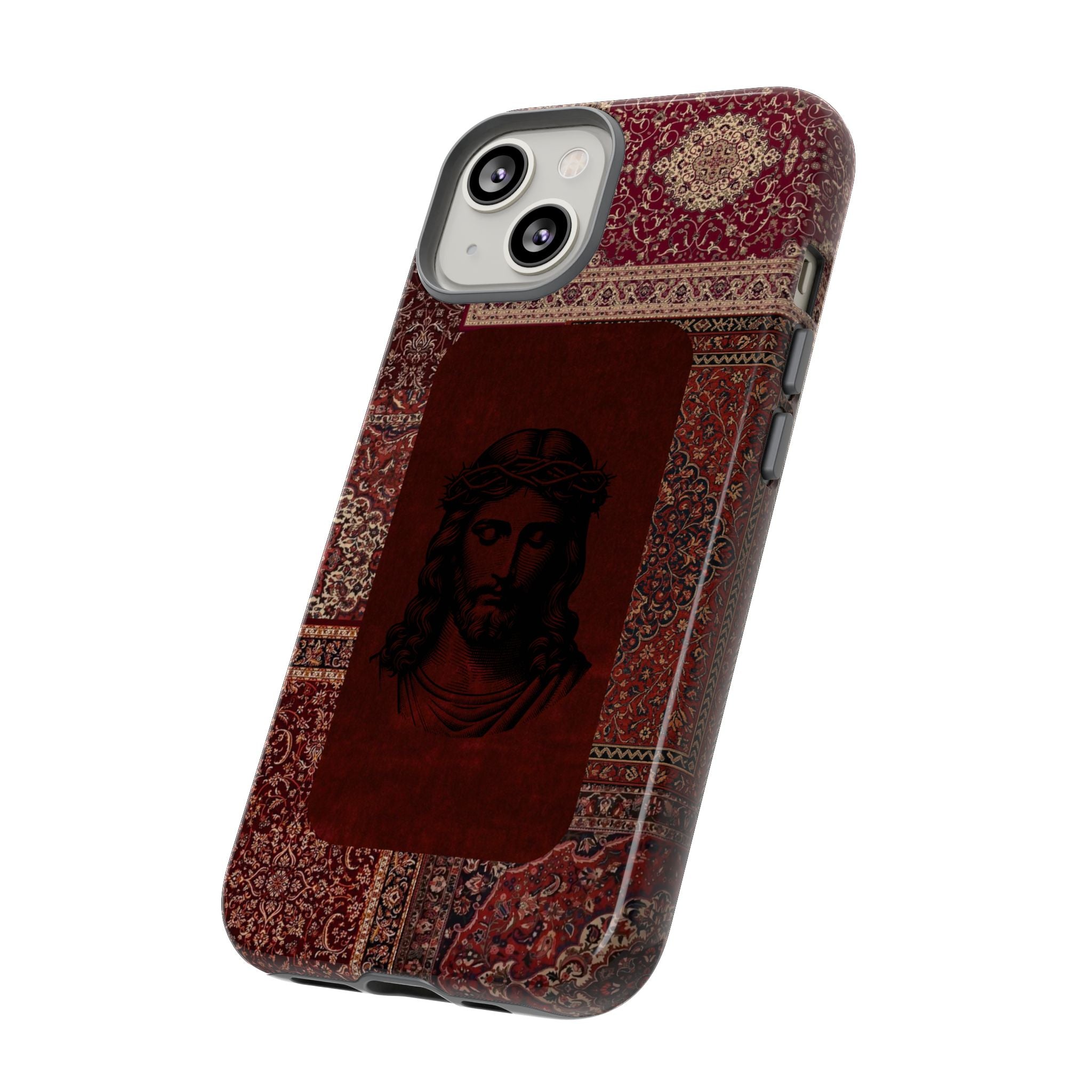 Religious Vintage Rug Phone Case — Jesus Portrait Tough Case