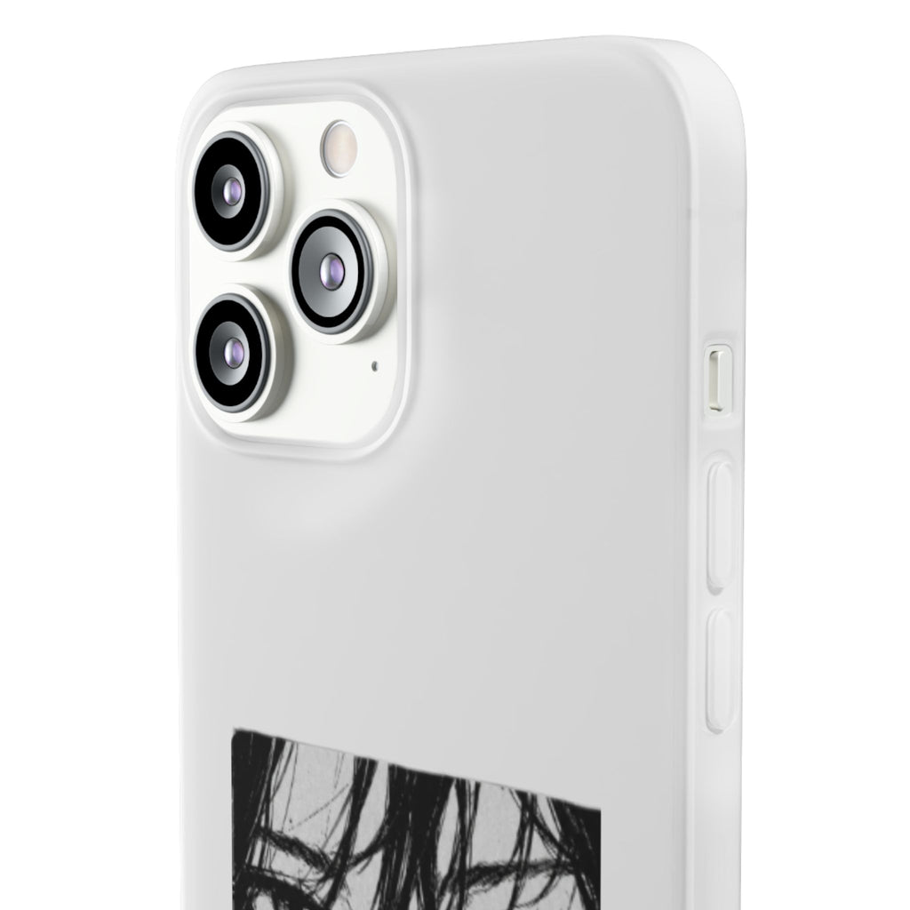 Anime Eyes Illustration Phone Case - Moody Black & White Flexi Case