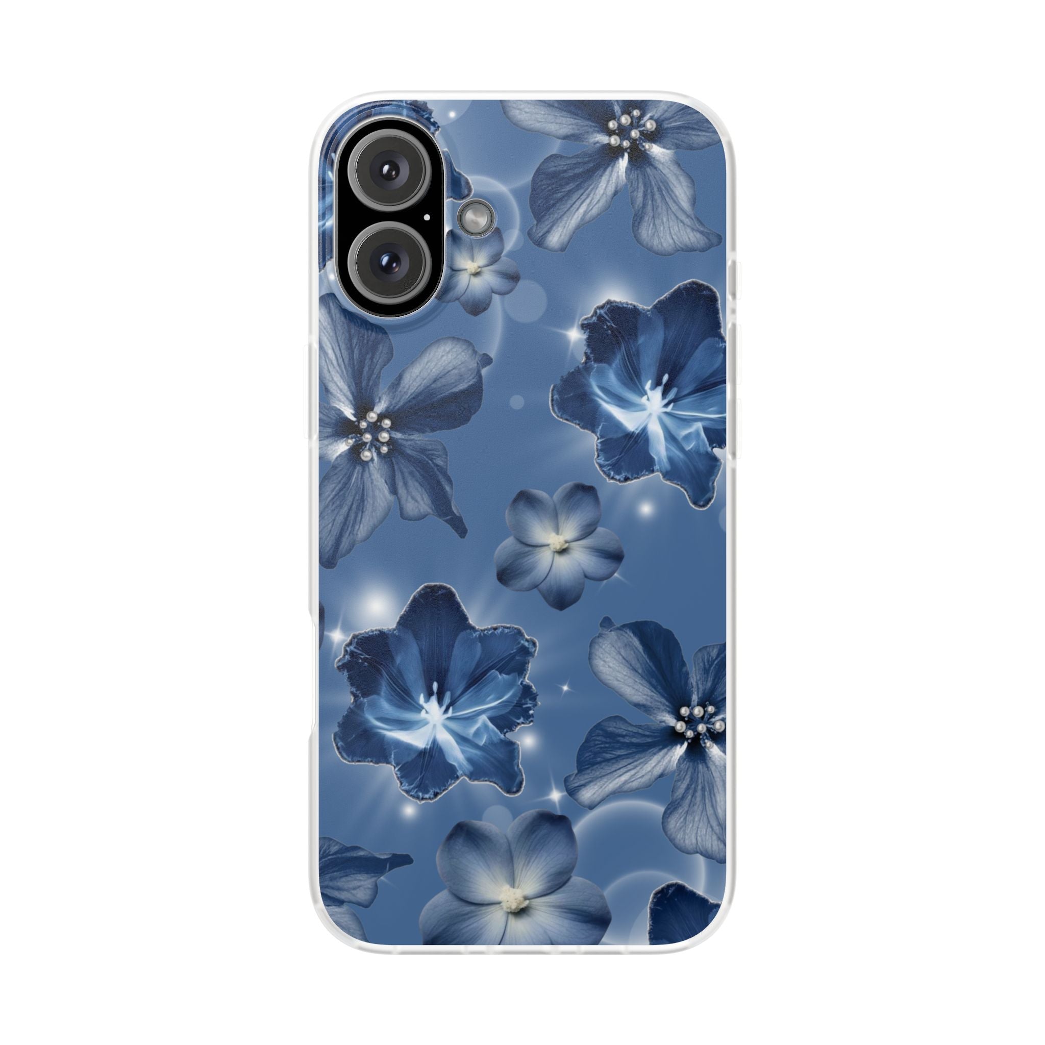 Blue Floral Phone Case — Soft Blue Blossoms Pattern for iPhone