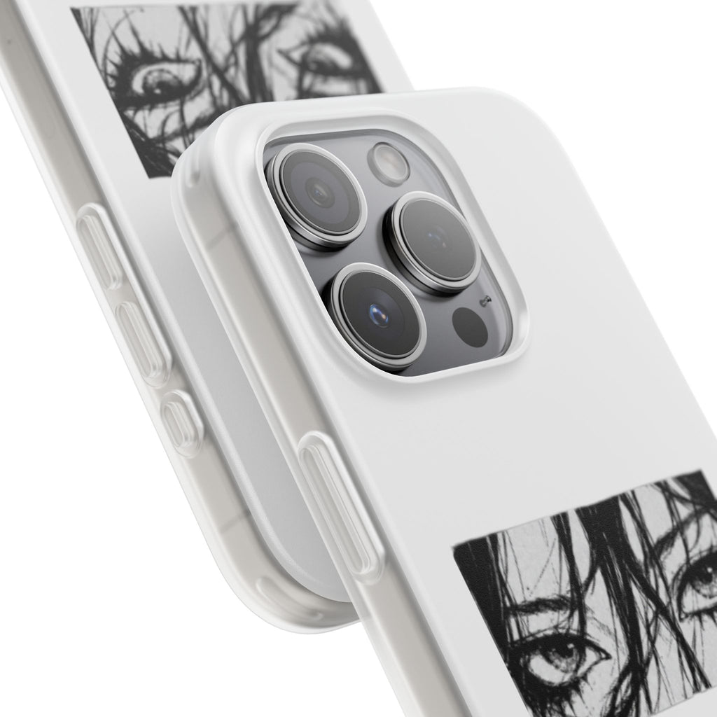 Anime Eyes Illustration Phone Case - Moody Black & White Flexi Case