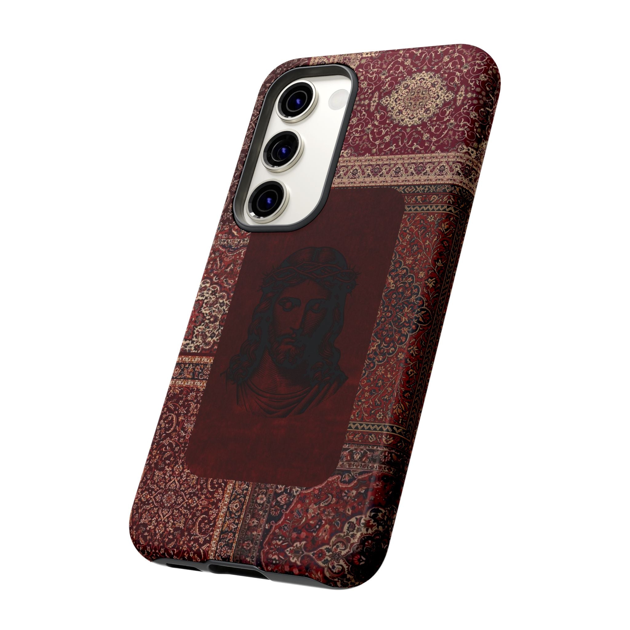 Religious Vintage Rug Phone Case — Jesus Portrait Tough Case