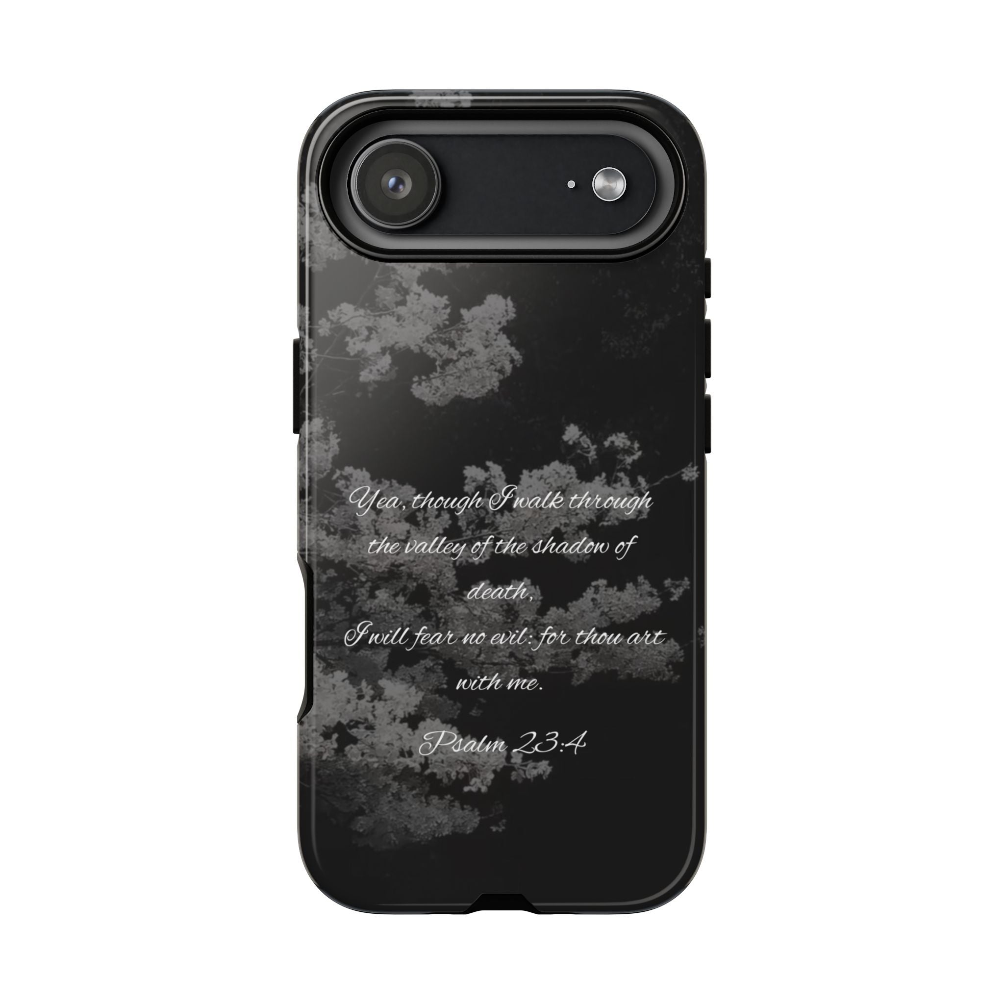 Bible Verse Phone Case — Psalm 23:4 Comfort Black Protective Cover