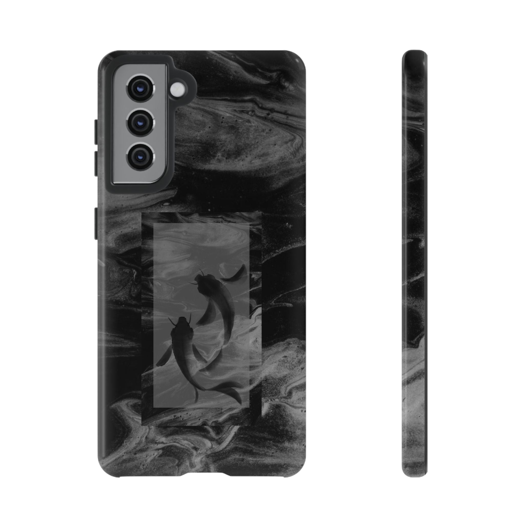 Koi Yin-Yang Marble Phone Case – Black Smoky Art Protection