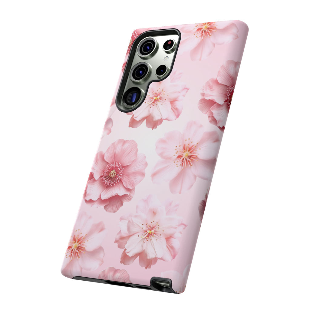 Pink Floral Tough Phone Case — Protective Sakura Blossom Design