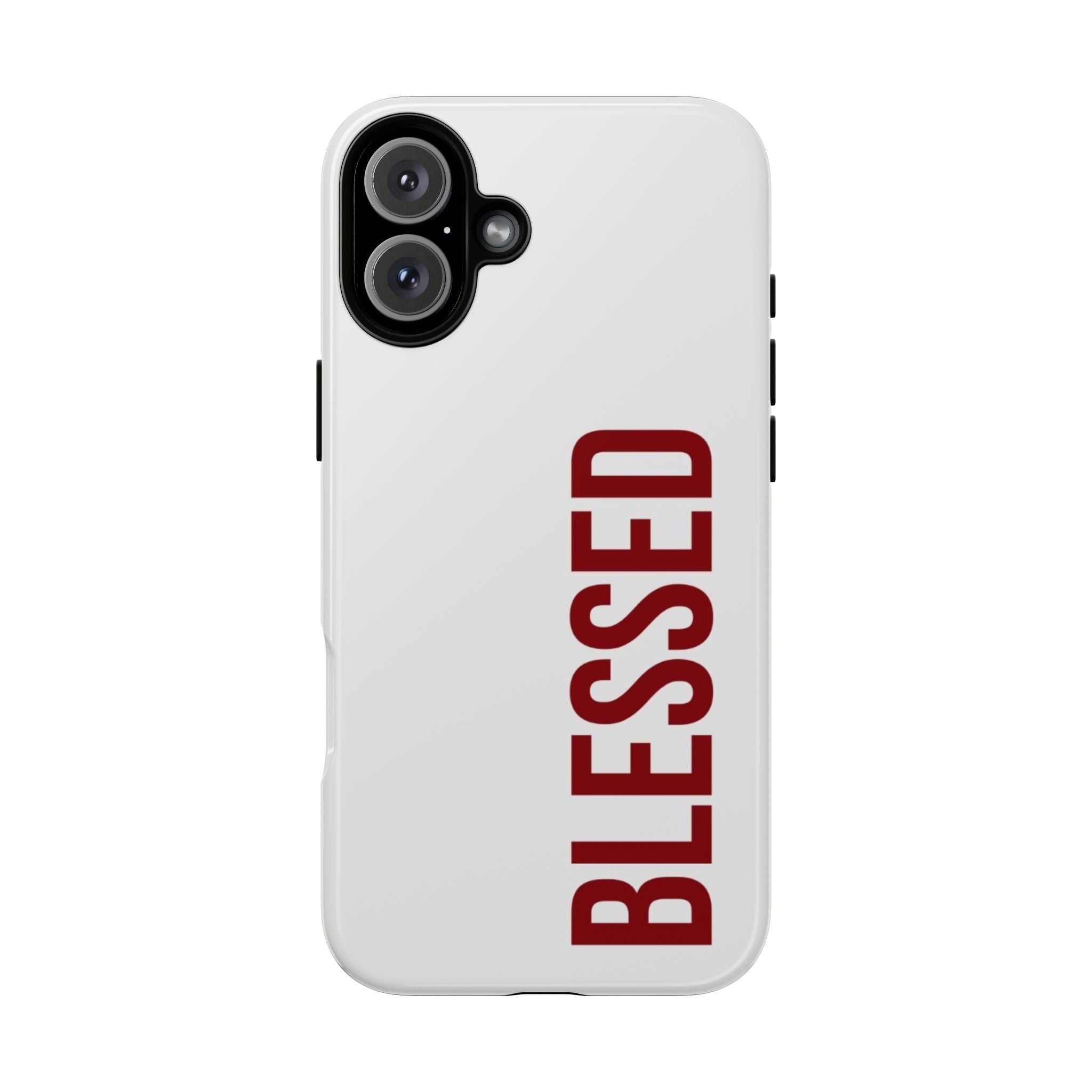 Blessed Vertical Phone Case — Protective Slim iPhone Cover with Red 'BLESSED' Text