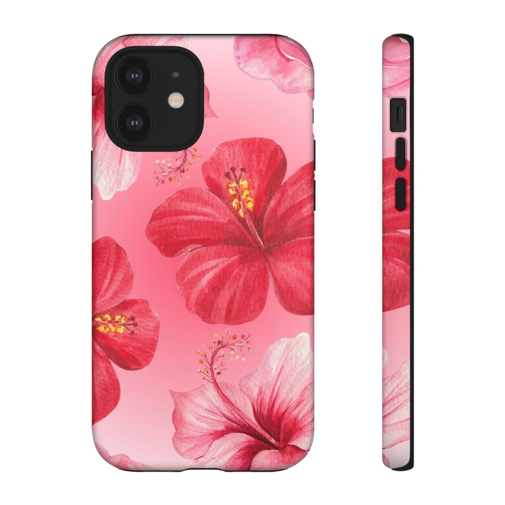 Hibiscus Pink Tough Phone Case — Floral Tropical Protective Cover